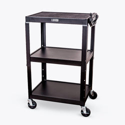 Luxor UCMT1 42" Adjustable-Height Steel Utility Cart - 3 shelves