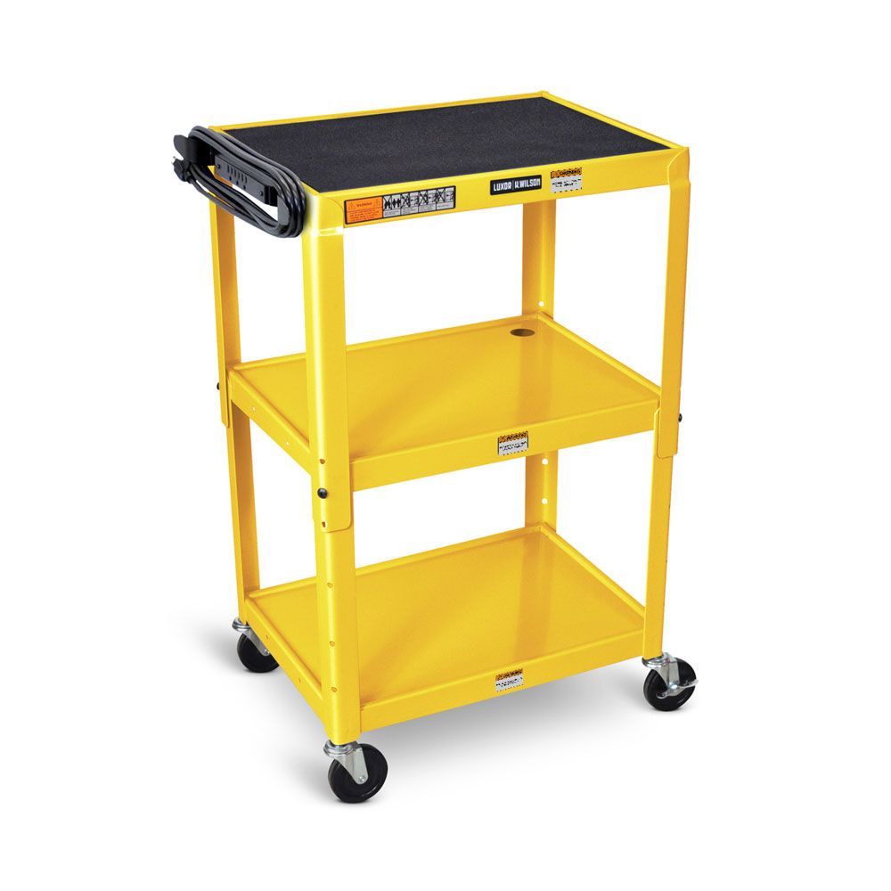 Luxor UCMT1 42" Adjustable-Height Steel Utility Cart - 3 shelves - SchoolOutlet