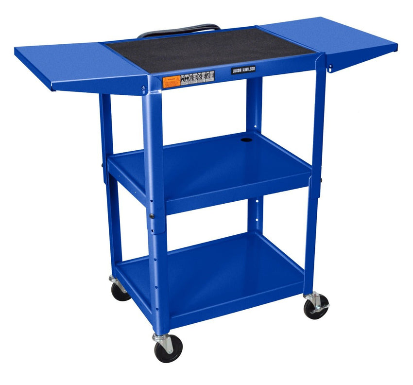 Luxor UCMT1DL 42" Adjustable-Height Steel Utility Cart - Drop Leaf Shelves - 3 shelves - SchoolOutlet