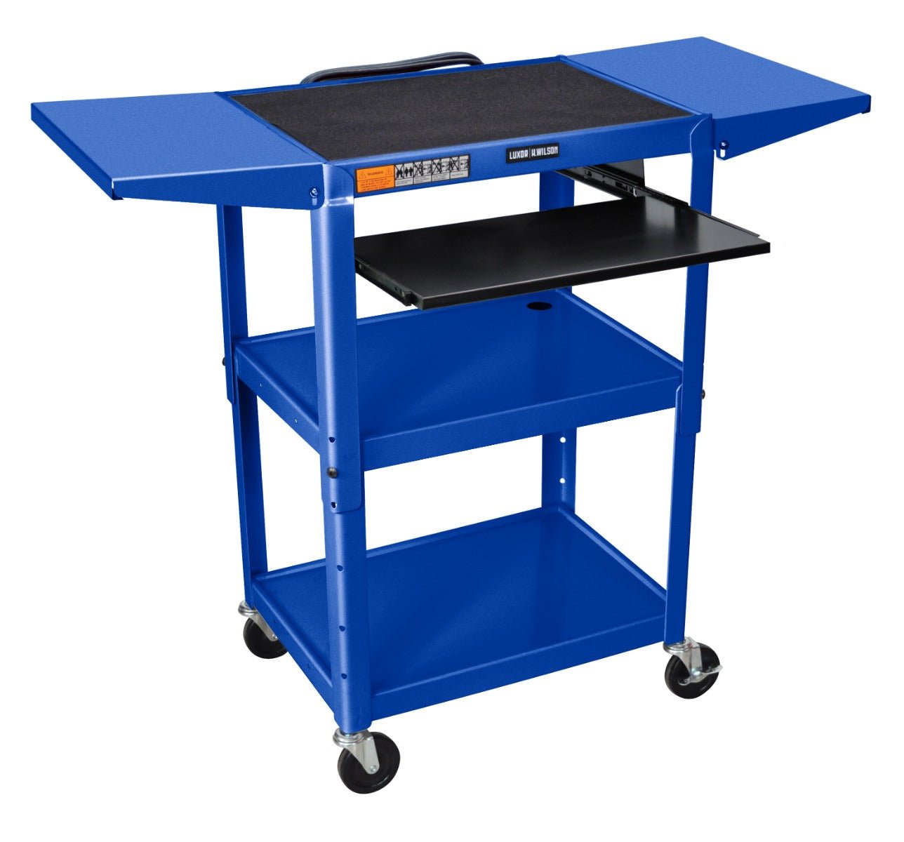 Luxor UCMT1KBDL Adjustable-Height Steel Utility Cart - Pullout Keyboard Tray, Drop Leaf - SchoolOutlet