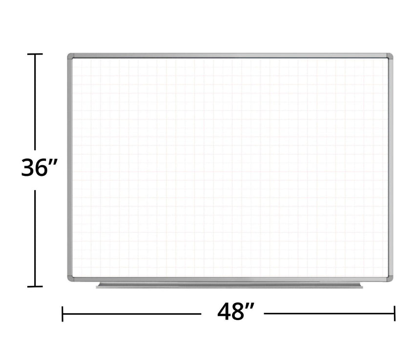 Luxor Wall-Mounted Magnetic Ghost Grid Whiteboard 48" x 36" (LUX-WB4836LB) - SchoolOutlet