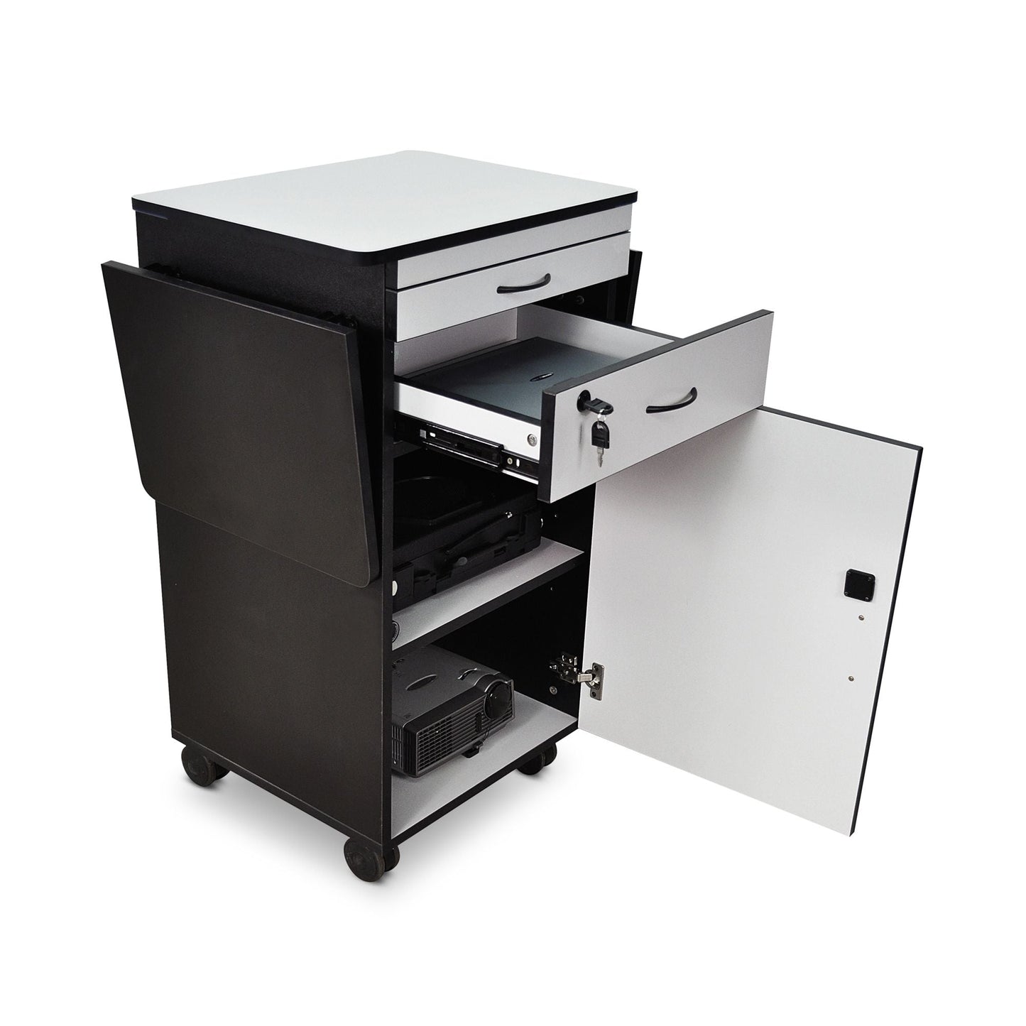 Luxor 38" Mobile AV Presentation Station Cart with Locking Cabinet WPSDD3 - SchoolOutlet