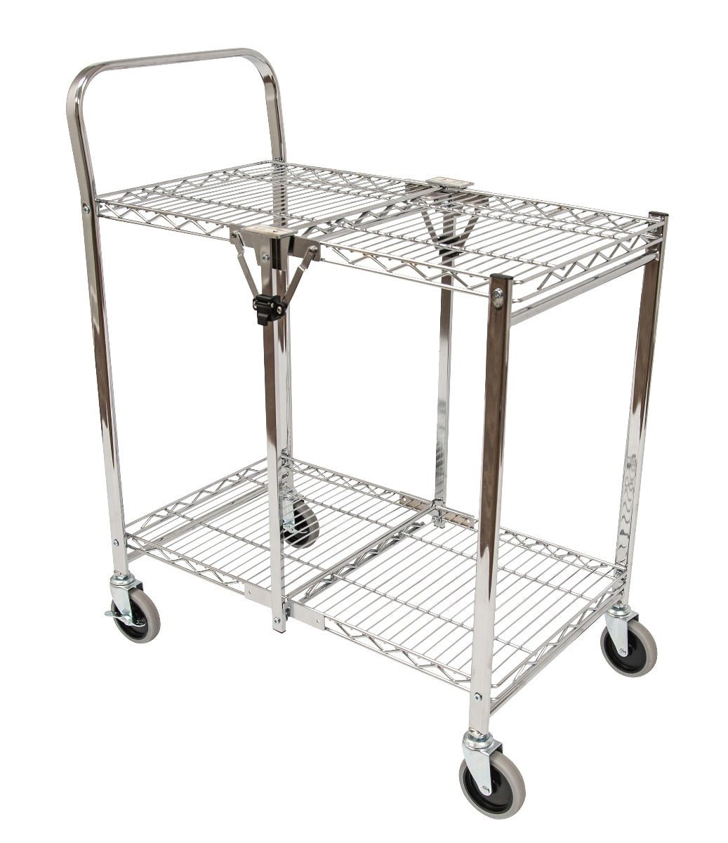 Luxor WSCC-2 - Two-Shelf Collapsible Wire Utility Cart (Luxor LUX-WSCC-2) - SchoolOutlet
