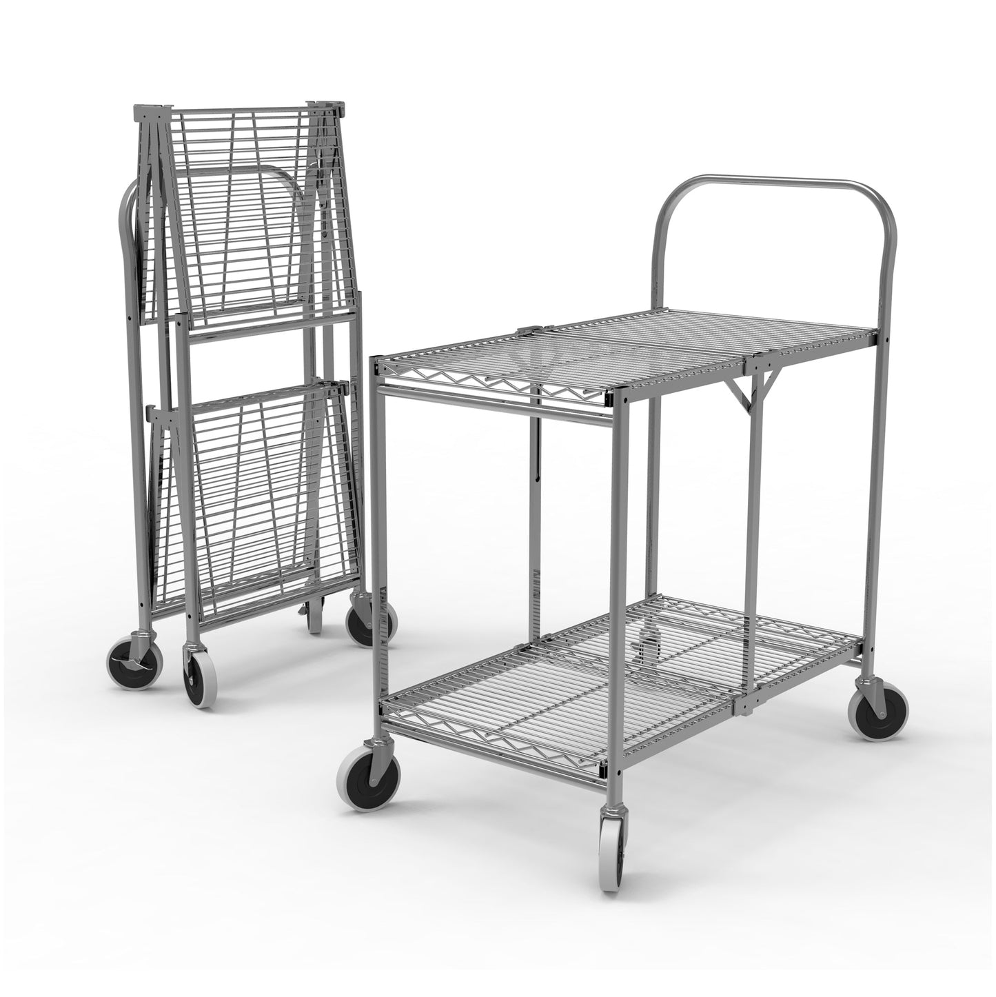 Luxor WSCC-2 - Two-Shelf Collapsible Wire Utility Cart (Luxor LUX-WSCC-2) - SchoolOutlet