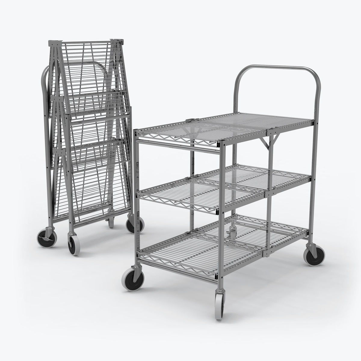 Plug Way Cart Luxor WSCC-3 - Three-Shelf Collapsible Wire Utility Cart | SchoolOutlet