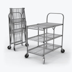 Luxor WSCC-3 - Three-Shelf Collapsible Wire Utility Cart (Luxor LUX-WSCC-3)