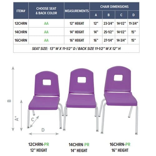 PreSchool Stack Chair-Creative Colors by Mahar for Day Care - 12" Seat Height - MHR-12CHR - SchoolOutlet