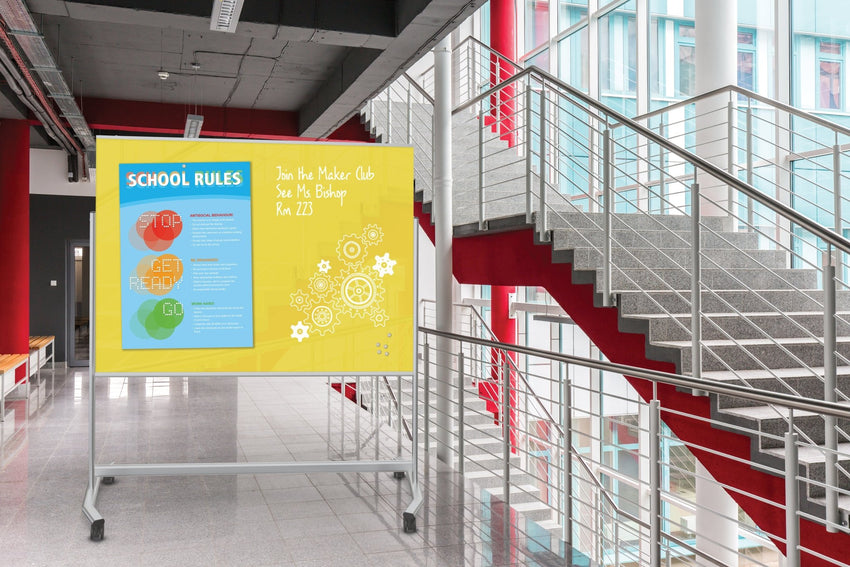 Mooreco Visionary Move Mobile Magnetic Glassboard - 4'H x 3'W (Mooreco 74950) - SchoolOutlet