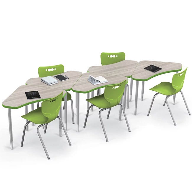Mooreco Hierarchy Boomerang Snap Standard Desk - Adjustable 22 - 32" H - Black Leg - SchoolOutlet