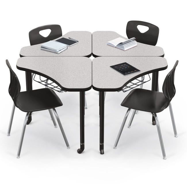 Mooreco Hierarchy Boomerang Snap Standard Desk - Adjustable 22 - 32" H - Black Leg - SchoolOutlet