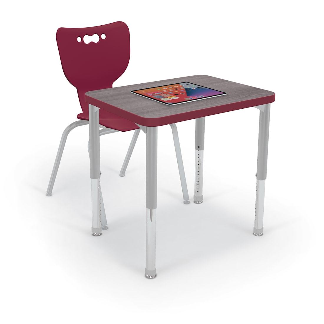 Mooreco Hierarchy Rectangle Snap Desk with Platinum Legs and Adjustable Height (MOR-10431X-XXXX) - SchoolOutlet