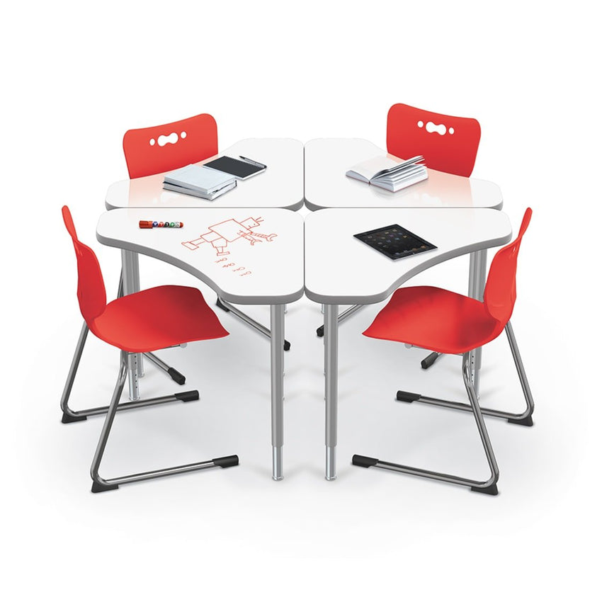 Mooreco Hierarchy Boomerang Snap Standard Desk - Adjustable 22 - 32" H - Platinum Leg - SchoolOutlet