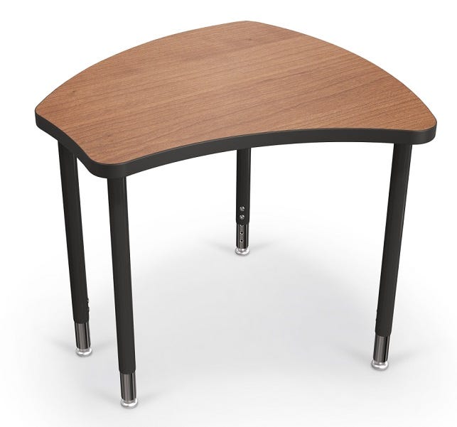 Mooreco Small Hierarchy Shape Standard Desk Adjustable Height 22" - 32" - Black Leg - 11336X - SchoolOutlet