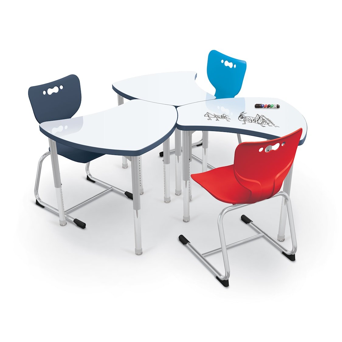 Mooreco Small Hierarchy Shape Standard Desk Adjustable Height 22" - 32" - Platinum Leg - 11436X - SchoolOutlet