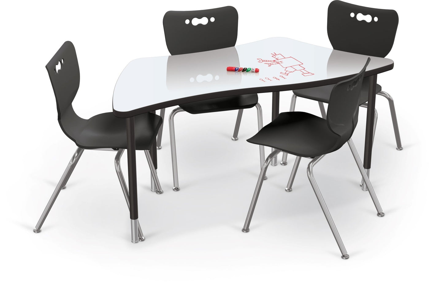 Mooreco Creator Configurable Tables - Trapezoid - Black Edgeband - Black Legs (Mooreco 1633J1) - SchoolOutlet