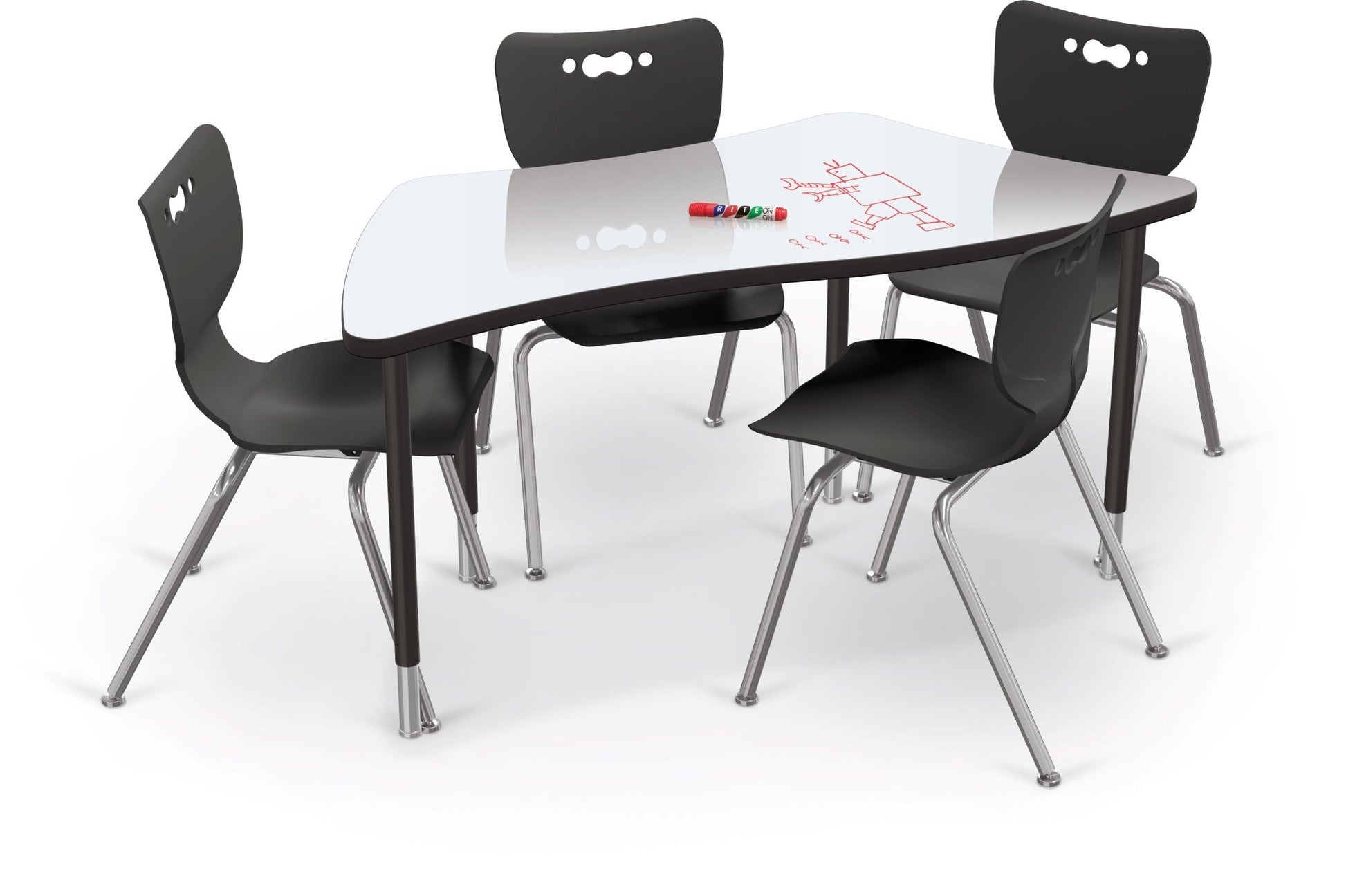 Mooreco Creator Configurable Tables - Trapezoid - Black Edgeband - Black Legs (Mooreco 1633J1) - SchoolOutlet