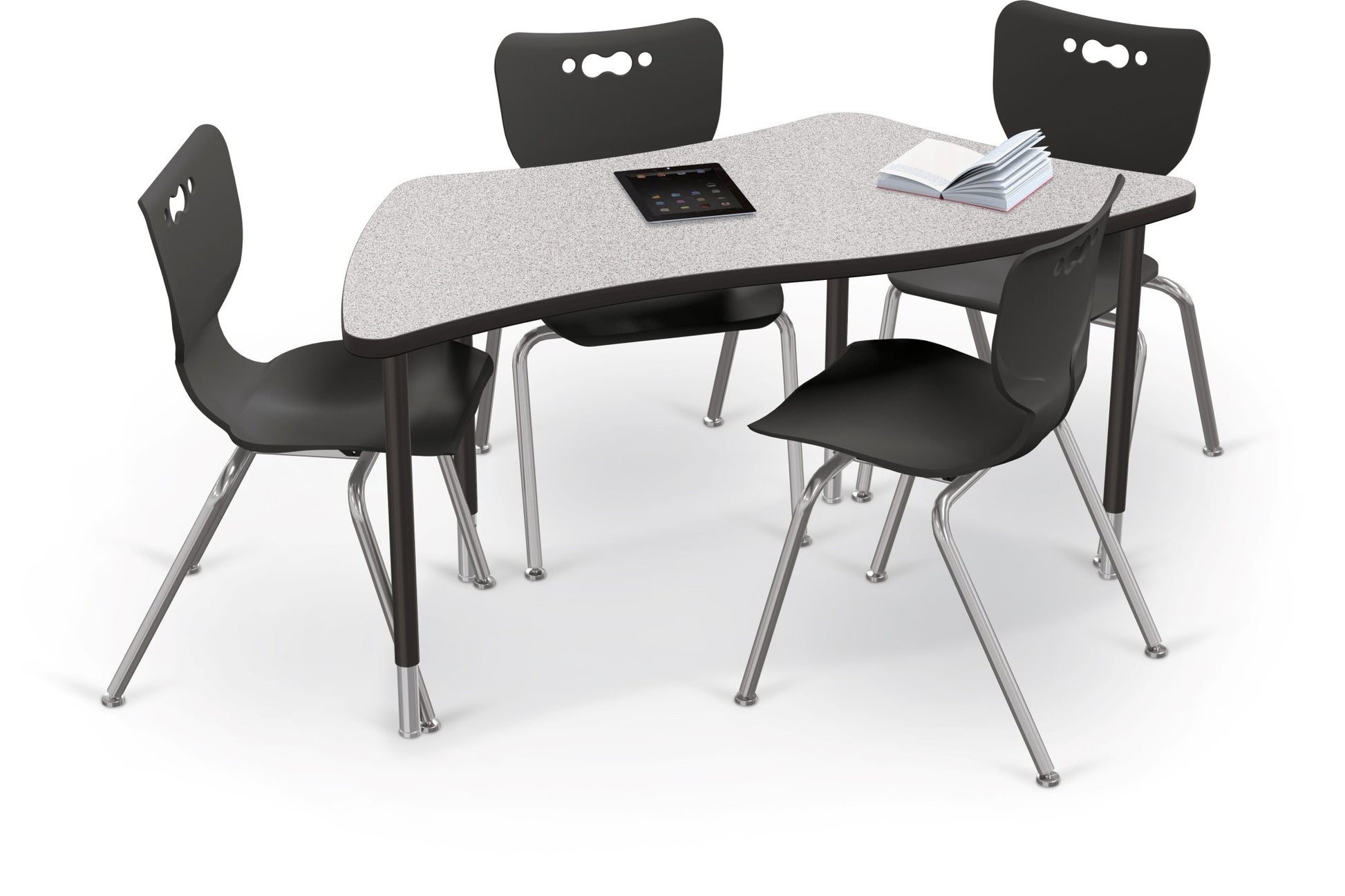 Mooreco Creator Configurable Tables - Trapezoid - Black Edgeband - Black Legs (Mooreco 1633J1) - SchoolOutlet