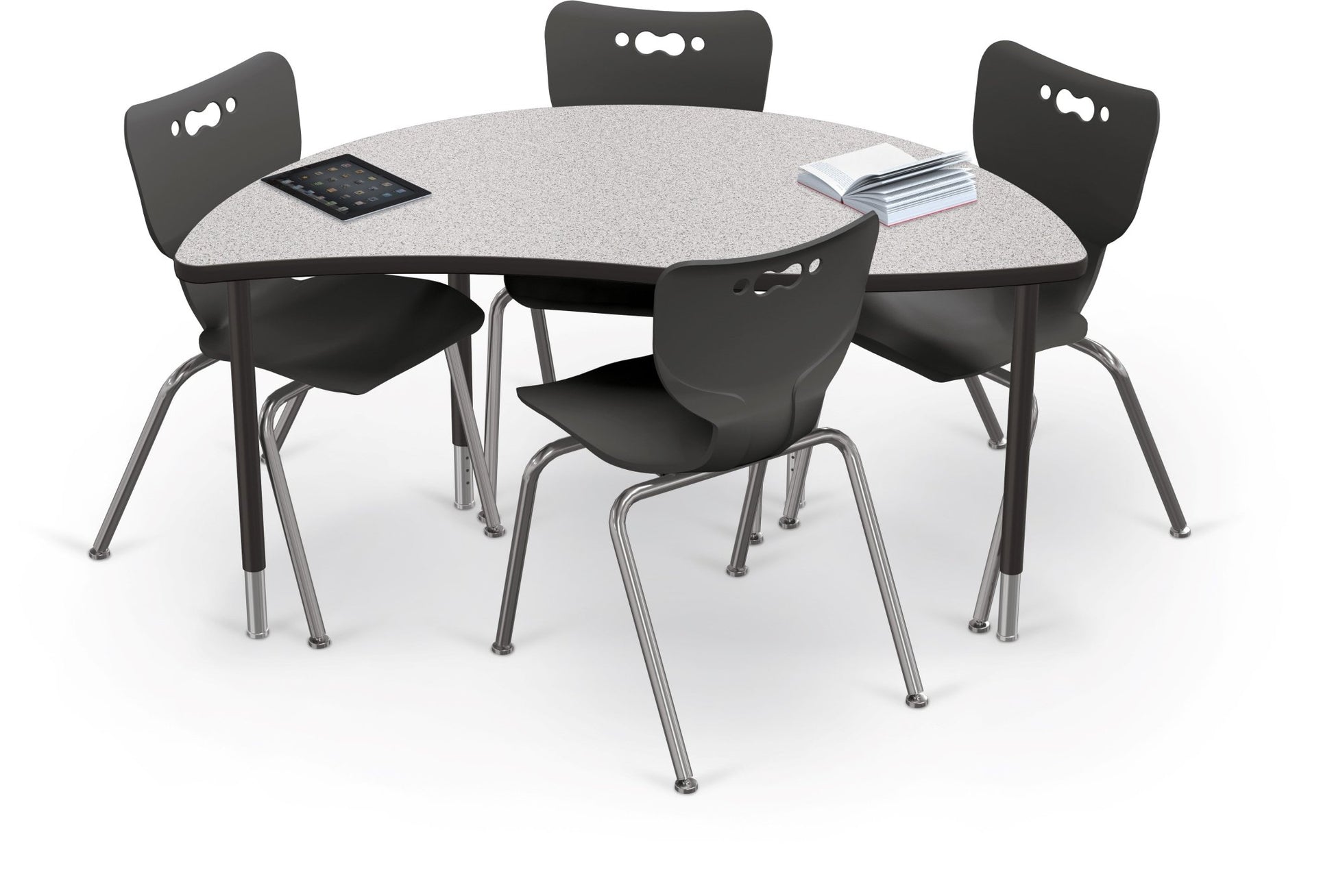 Mooreco Creator Configurable Tables - Half Round - Black Edgeband - Black Legs (Mooreco 1633N1) - SchoolOutlet