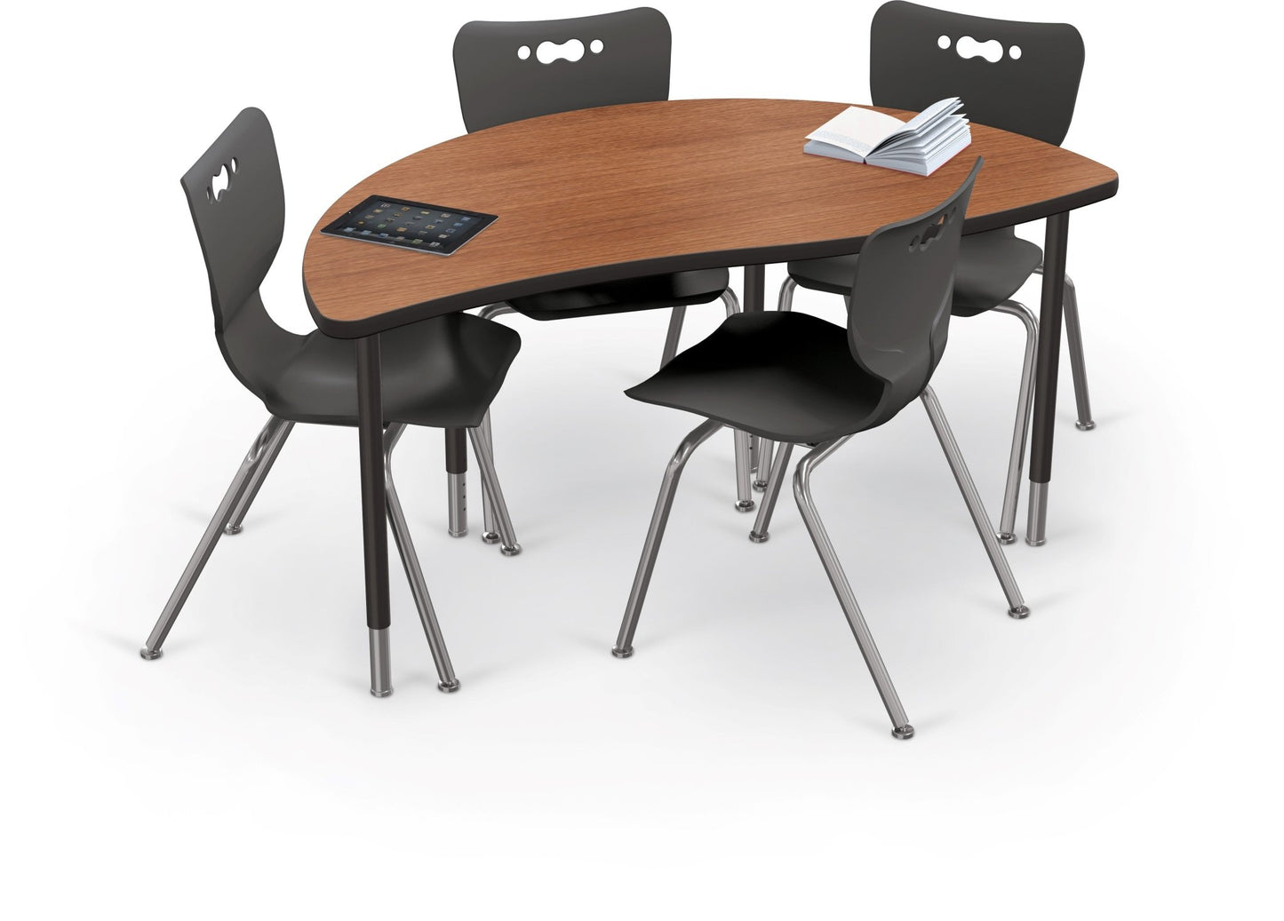 Mooreco Creator Configurable Tables - Half Round - Black Edgeband - Black Legs (Mooreco 1633N1) - SchoolOutlet