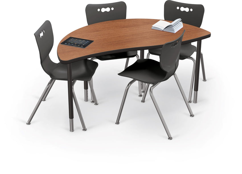 Mooreco Creator Configurable Tables - Half Round - Black Edgeband - Black Legs (Mooreco 1633N1) - SchoolOutlet