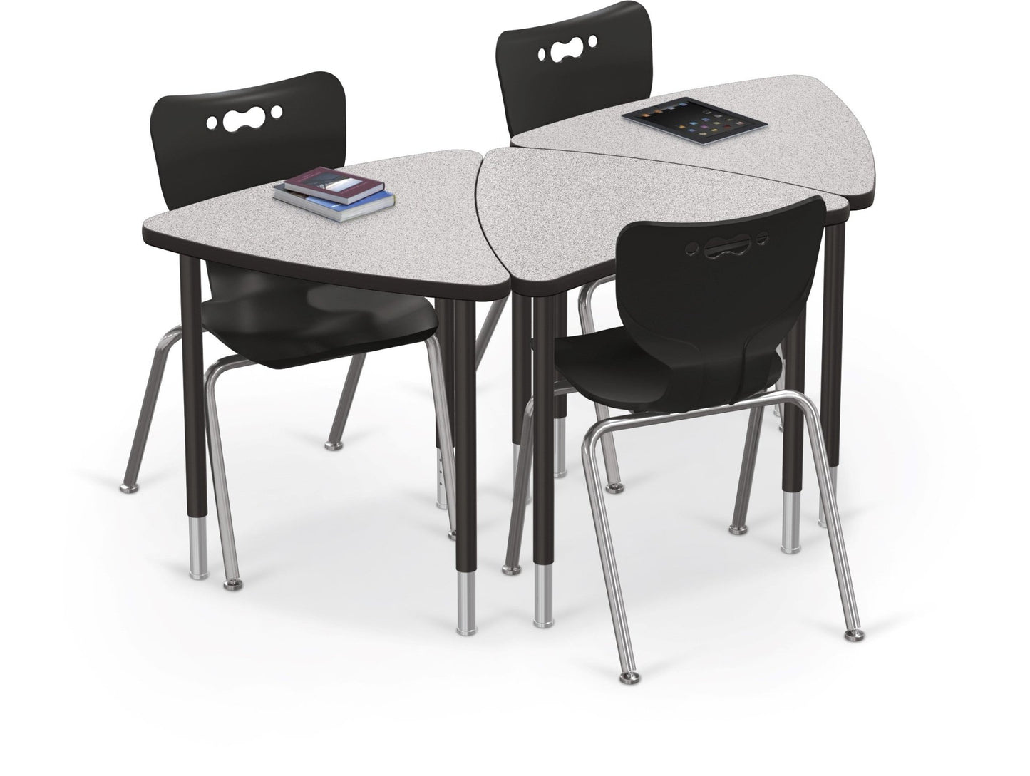Mooreco Creator Configurable Tables - Chevron - Black Edgeband - Black Legs (Mooreco 1633P1) - SchoolOutlet