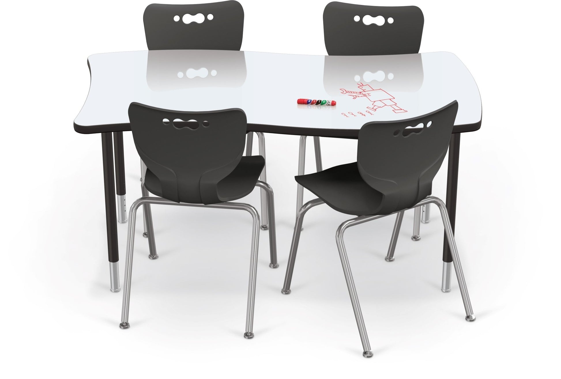 Mooreco Creator Configurable Tables - Rectangle - Black Edgeband - Black Legs (Mooreco 1633Q1) - SchoolOutlet