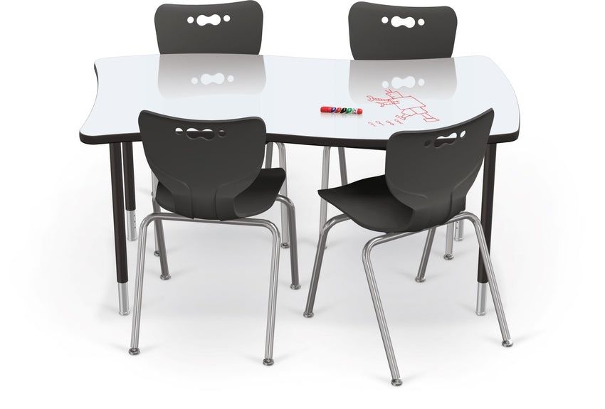 Mooreco Creator Configurable Tables - Rectangle - Black Edgeband - Black Legs (Mooreco 1633Q1) - SchoolOutlet