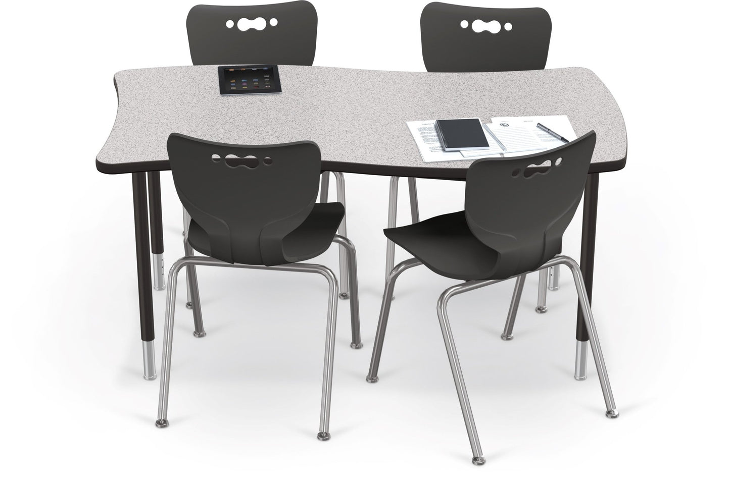 Mooreco Creator Configurable Tables - Rectangle - Black Edgeband - Black Legs (Mooreco 1633Q1) - SchoolOutlet
