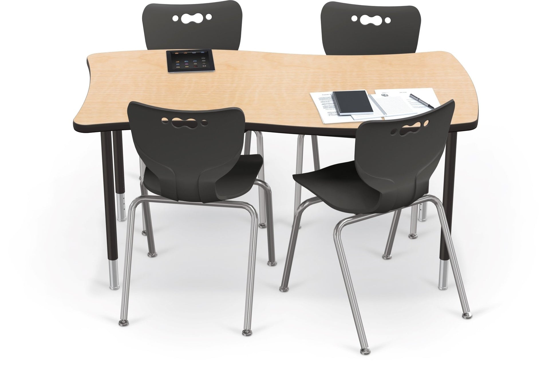 Mooreco Creator Configurable Tables - Rectangle - Black Edgeband - Black Legs (Mooreco 1633Q1) - SchoolOutlet