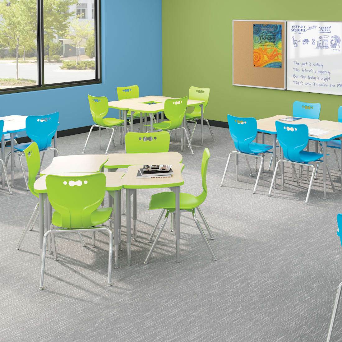 Mooreco Hierarchy Beluga Desk (Small) Laminate Top and Adjustable Height Platinum Legs (MOR-1743BX-XXXX) - SchoolOutlet