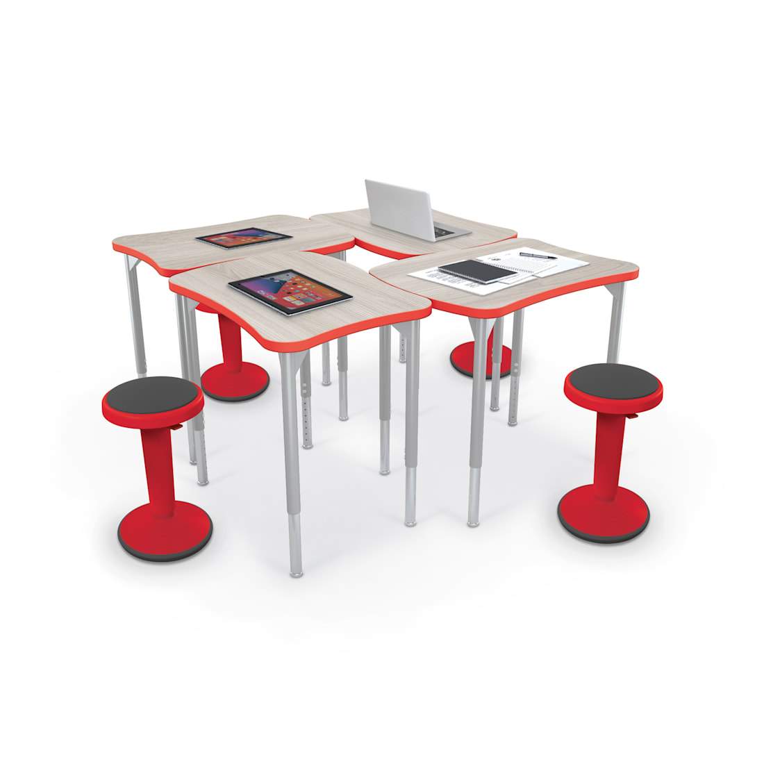 Mooreco Hierarchy Beluga Desk (Small) Laminate Top and Adjustable Height Platinum Legs (MOR-1743BX-XXXX) - SchoolOutlet