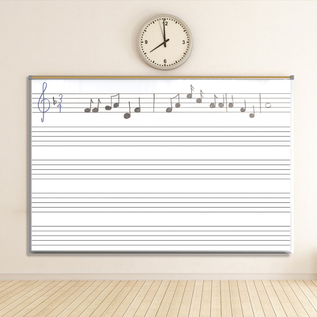 Mooreco - Porcelain Markerboard with Music Line - Aluminum Trim - 4'H x 6'W (Mooreco 202AG-S1) - SchoolOutlet