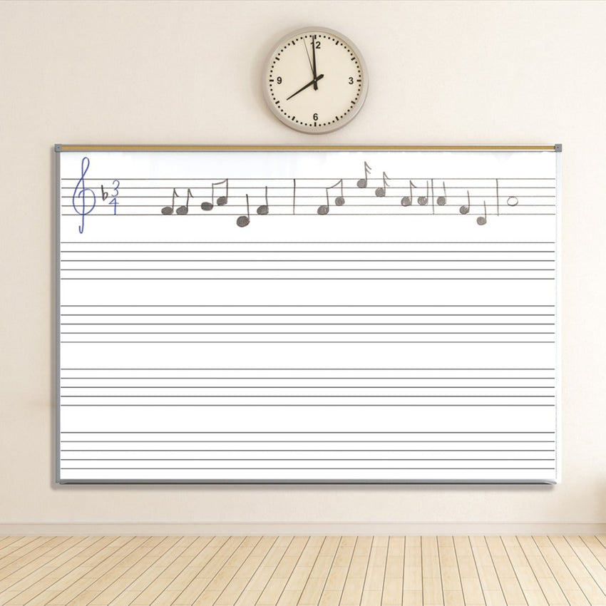 Mooreco - Porcelain Markerboard with Music Line - Aluminum Trim - 4'H x 6'W (Mooreco 202AG-S1) - SchoolOutlet