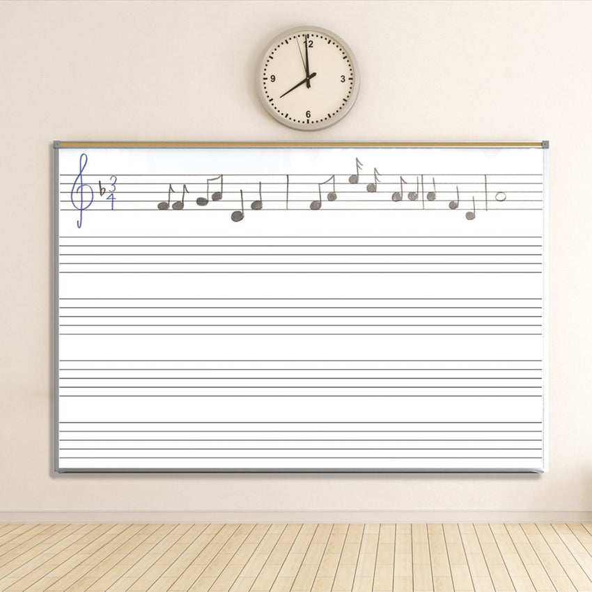 Mooreco - Porcelain Markerboard with Music Line - Aluminum Trim - 4'H x 8'W (Mooreco 202AH-S1) - SchoolOutlet