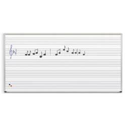 Mooreco - Porcelain Markerboard with Music Line - Aluminum Trim - 4'H x 8'W (Mooreco 202AH-S1)