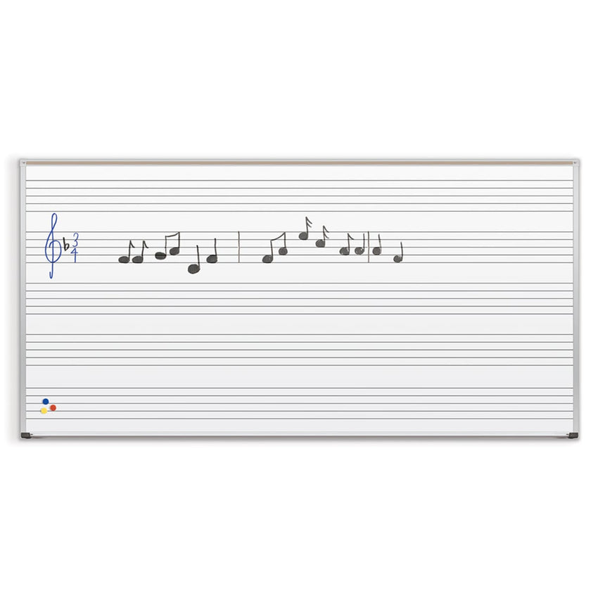 Mooreco - Porcelain Markerboard with Music Line - Aluminum Trim - 4'H x 8'W (Mooreco 202AH-S1) - SchoolOutlet