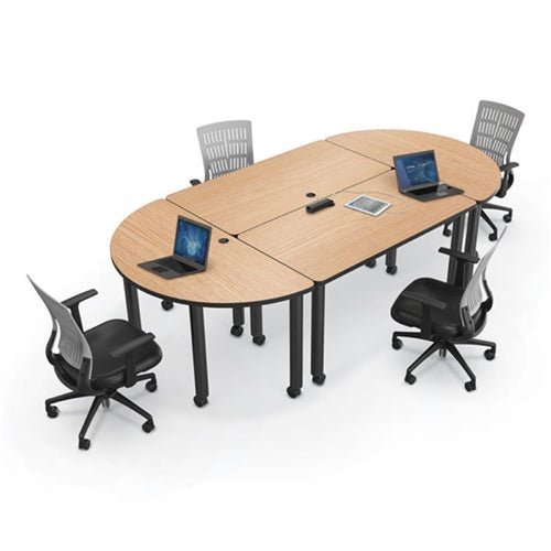 Mooreco Modular Conference Table - Half Round - 58"W x 29"D - Black Edgeband (Mooreco 27743) - SchoolOutlet