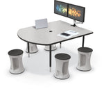 Mooreco 5' MediaSpace - D-Shape AV Table - Black Horseshoe Legs and Black Edgeband (Mooreco 27749) - SchoolOutlet