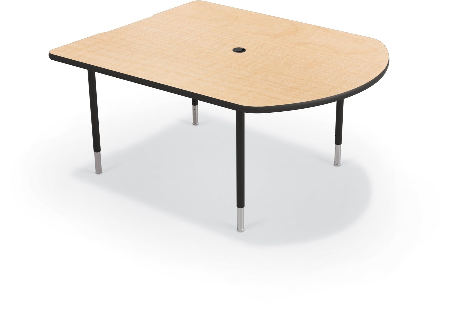 Mooreco 5' MediaSpace - D-Shape AV Table - Black Horseshoe Legs and Black Edgeband (Mooreco 27749) - SchoolOutlet