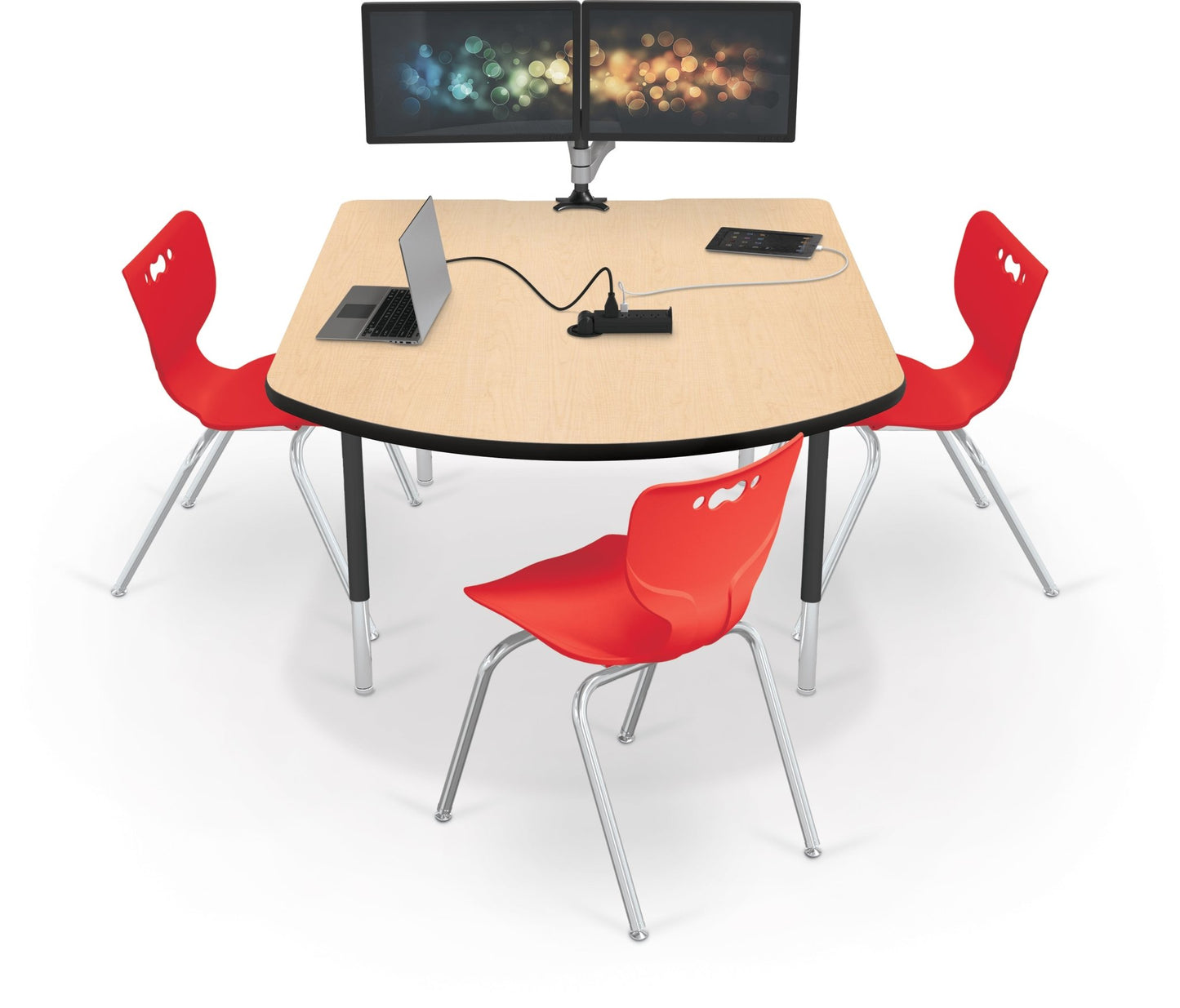 Mooreco 5' MediaSpace - D-Shape AV Table - Black Horseshoe Legs and Black Edgeband (Mooreco 27749) - SchoolOutlet