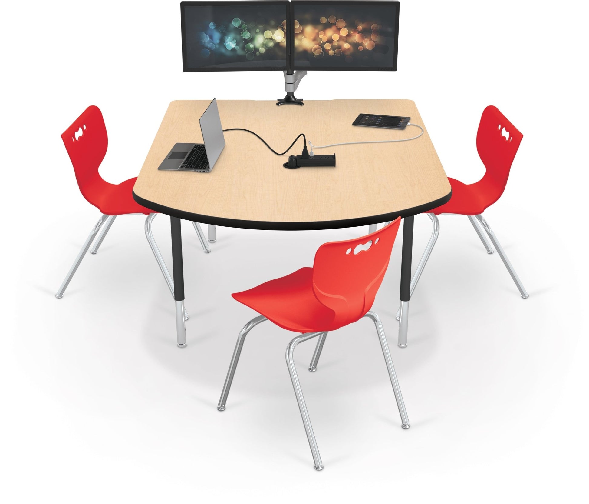 Mooreco 5' MediaSpace - D-Shape AV Table - Black Horseshoe Legs and Black Edgeband (Mooreco 27749) - SchoolOutlet