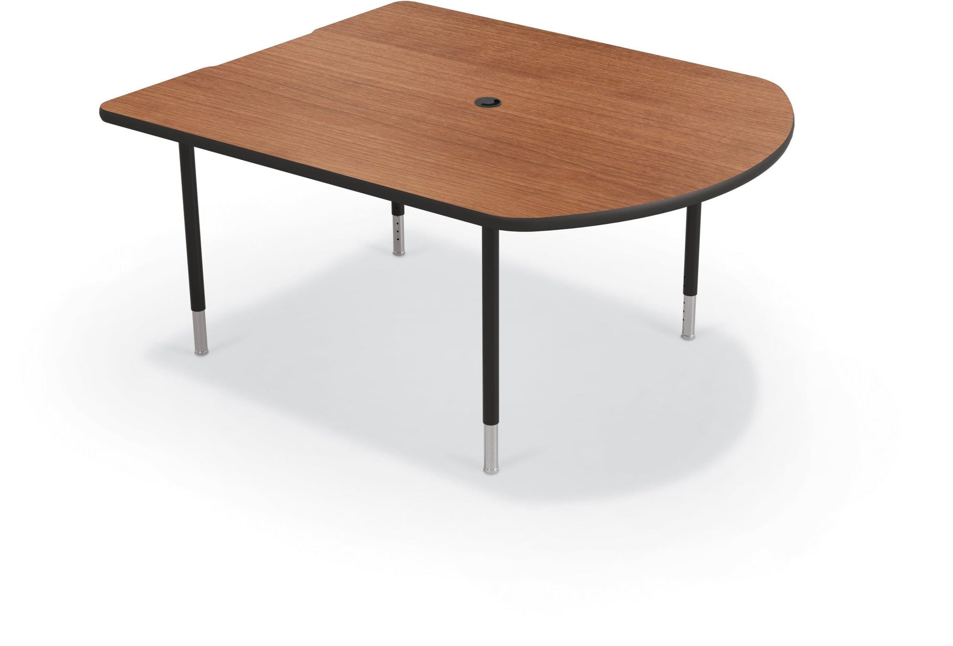 Mooreco 5' MediaSpace - D-Shape AV Table - Black Horseshoe Legs and Black Edgeband (Mooreco 27749) - SchoolOutlet