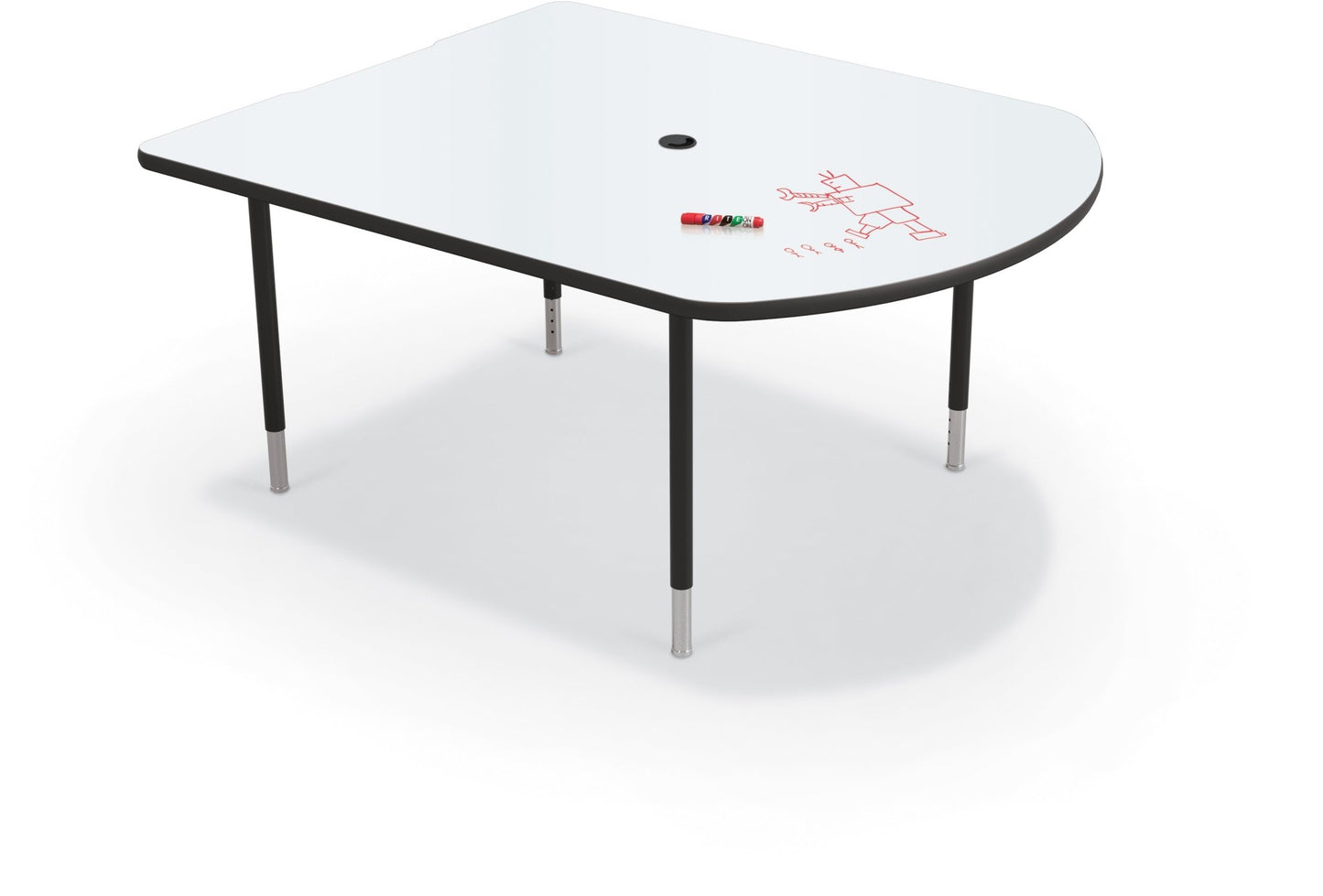 Mooreco 5' MediaSpace - D-Shape AV Table - Black Horseshoe Legs and Black Edgeband (Mooreco 27749) - SchoolOutlet