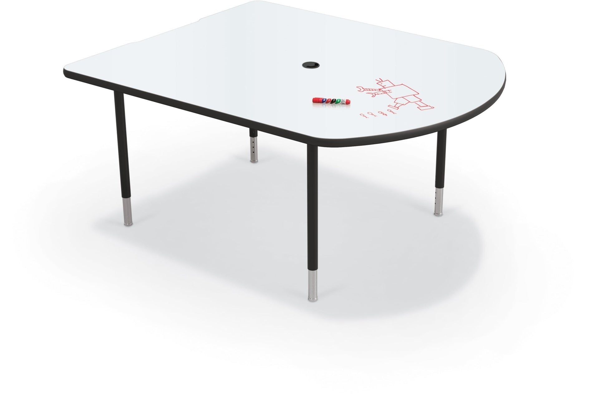 Mooreco 5' MediaSpace - D-Shape AV Table - Black Horseshoe Legs and Black Edgeband (Mooreco 27749) - SchoolOutlet