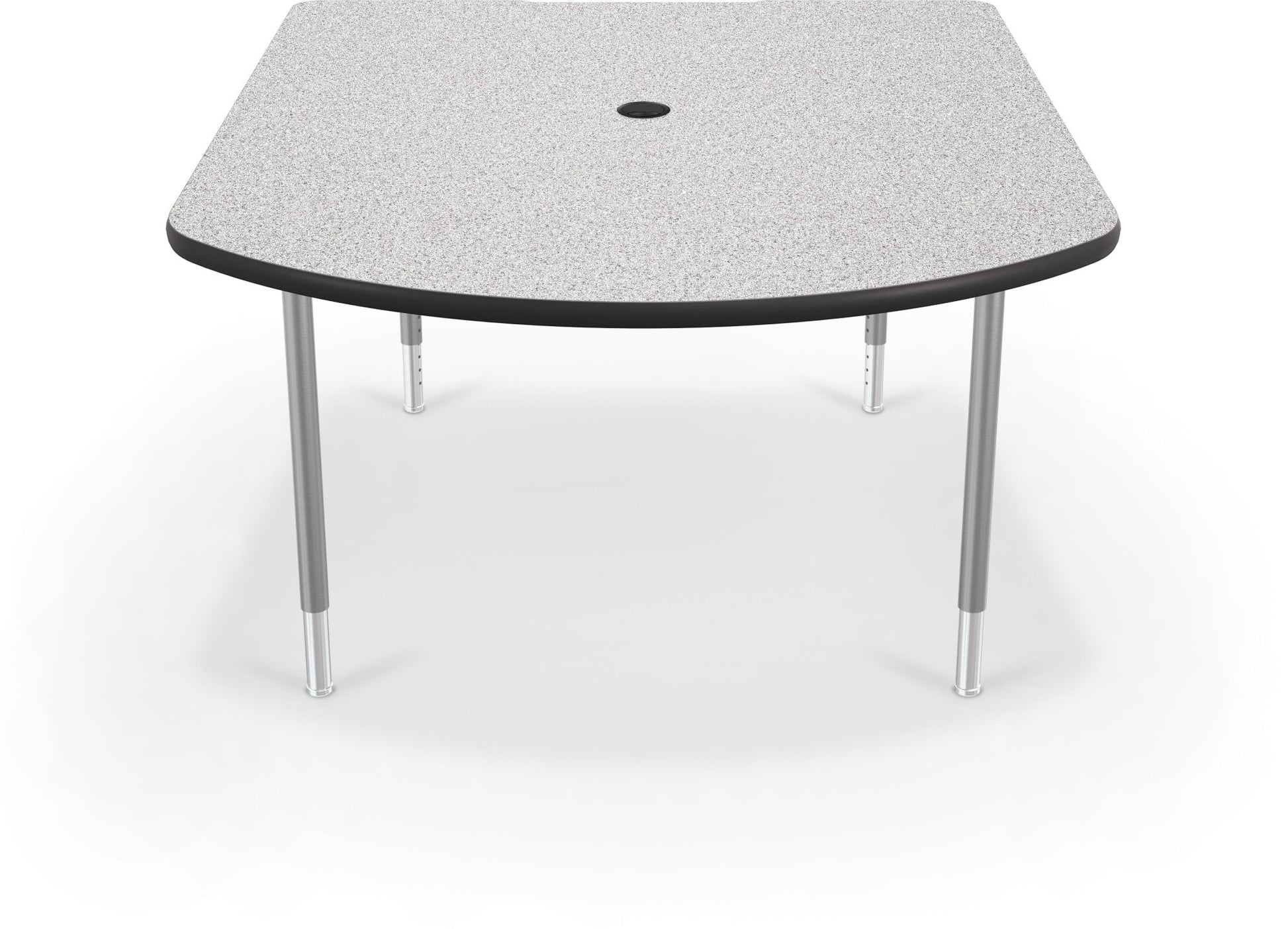 Mooreco 5' MediaSpace - D-Shape AV Table - Platinum Horseshoe Legs and Black Edgeband (Mooreco 27750) - SchoolOutlet