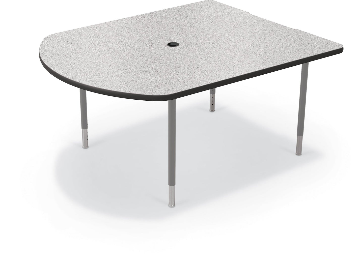 Mooreco 5' MediaSpace - D-Shape AV Table - Platinum Horseshoe Legs and Black Edgeband (Mooreco 27750) - SchoolOutlet