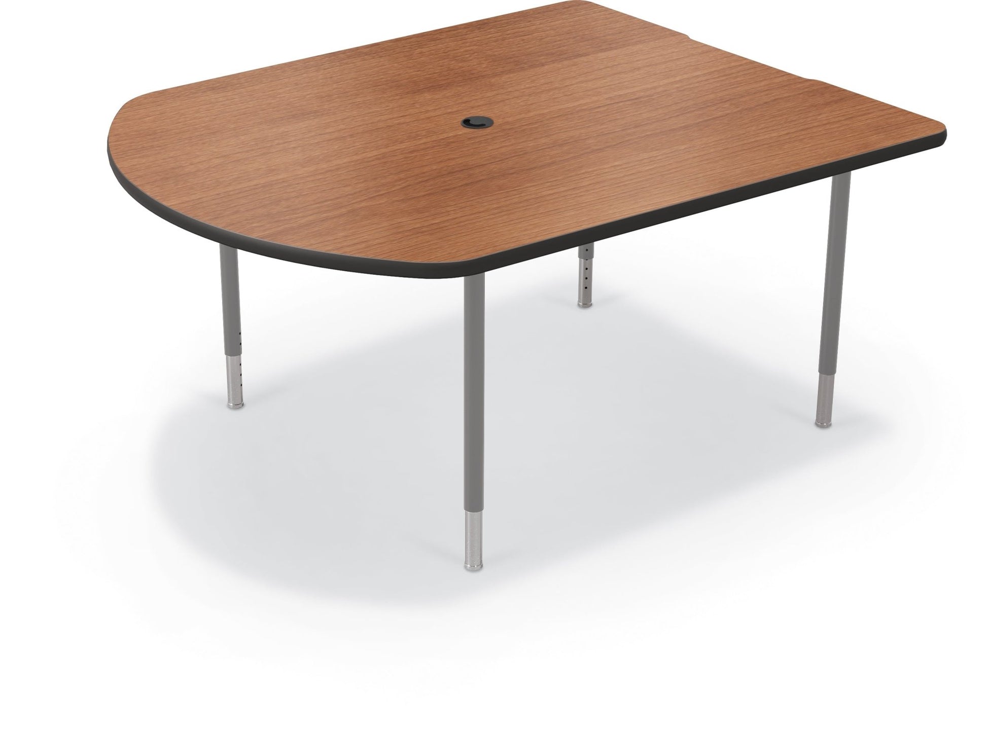 Mooreco 5' MediaSpace - D-Shape AV Table - Platinum Horseshoe Legs and Black Edgeband (Mooreco 27750) - SchoolOutlet