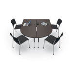 Mooreco 6' MediaSpace - Split Piece D-Shape AV Table - Black Legs and Black Edgeband (Mooreco 27755) - SchoolOutlet