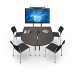 Mooreco 6' MediaSpace - Split Piece D-Shape AV Table - Black Legs and Black Edgeband (Mooreco 27755) - SchoolOutlet