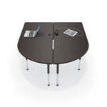 Mooreco 6' MediaSpace - Split Piece D-Shape AV Table - Black Legs and Black Edgeband (Mooreco 27755) - SchoolOutlet